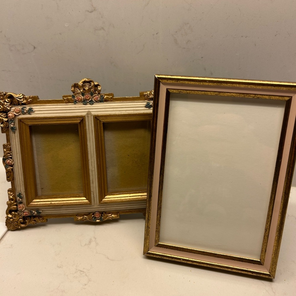 Vintage Romantic / Hollywood Regency Frames - gold and pink tones.